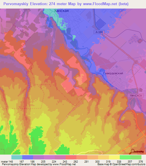 Pervomayskiy,Russia Elevation Map