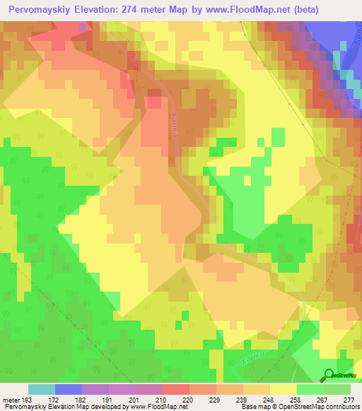 Pervomayskiy,Russia Elevation Map