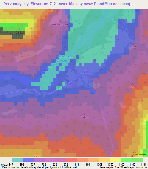 Pervomayskiy,Russia Elevation Map