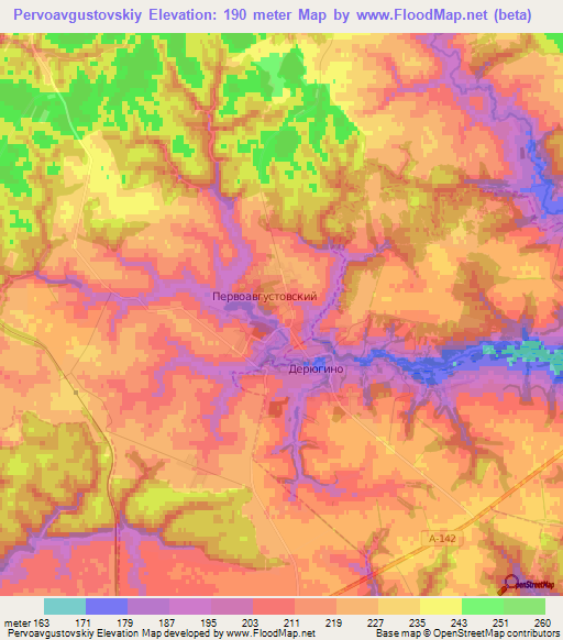 Pervoavgustovskiy,Russia Elevation Map