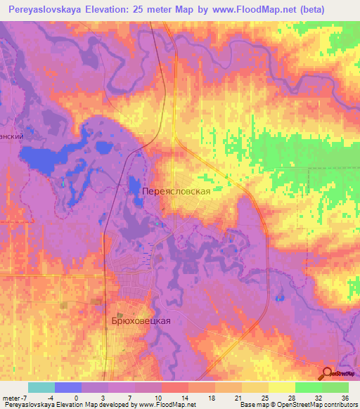 Pereyaslovskaya,Russia Elevation Map