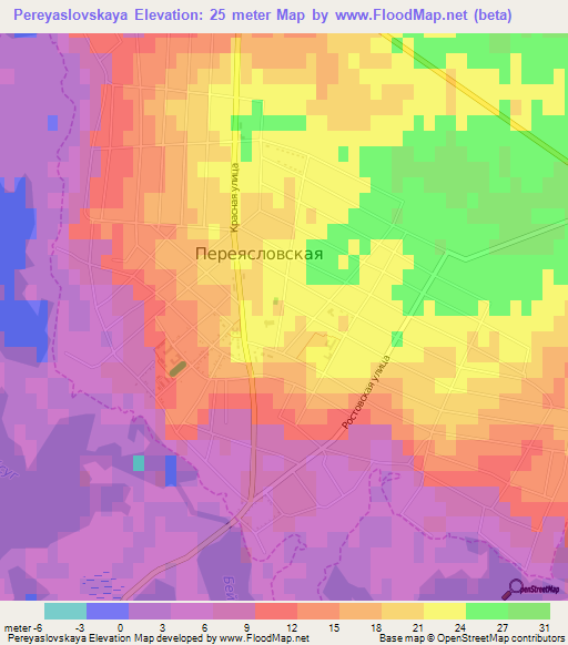 Pereyaslovskaya,Russia Elevation Map