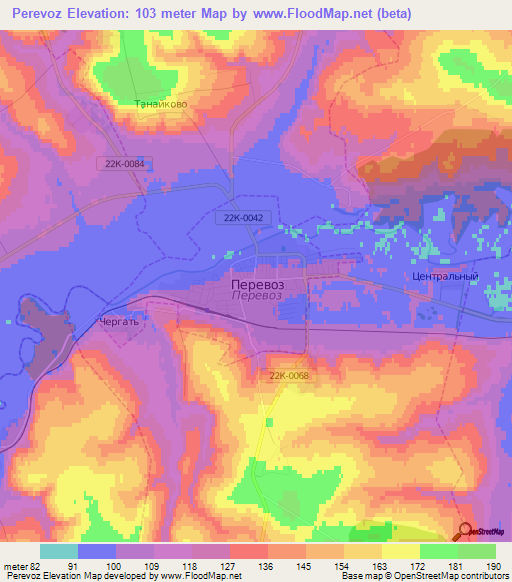 Perevoz,Russia Elevation Map