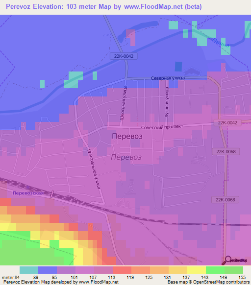 Perevoz,Russia Elevation Map