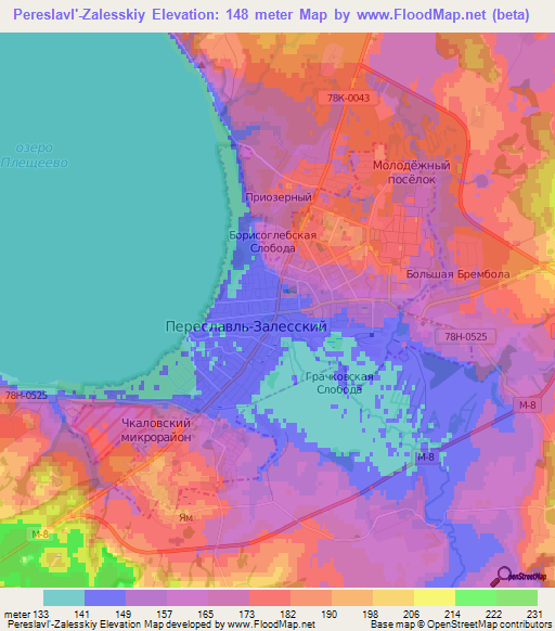 Pereslavl'-Zalesskiy,Russia Elevation Map