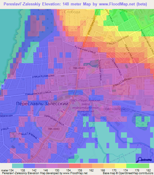 Pereslavl'-Zalesskiy,Russia Elevation Map