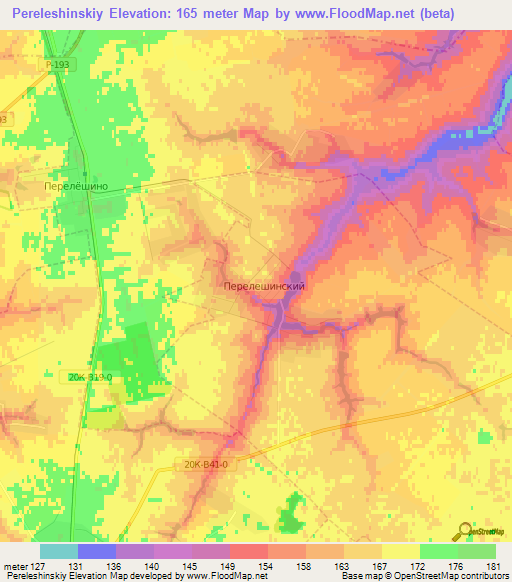 Pereleshinskiy,Russia Elevation Map