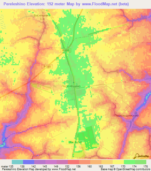 Pereleshino,Russia Elevation Map