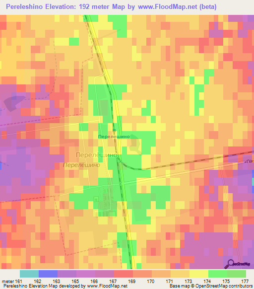Pereleshino,Russia Elevation Map