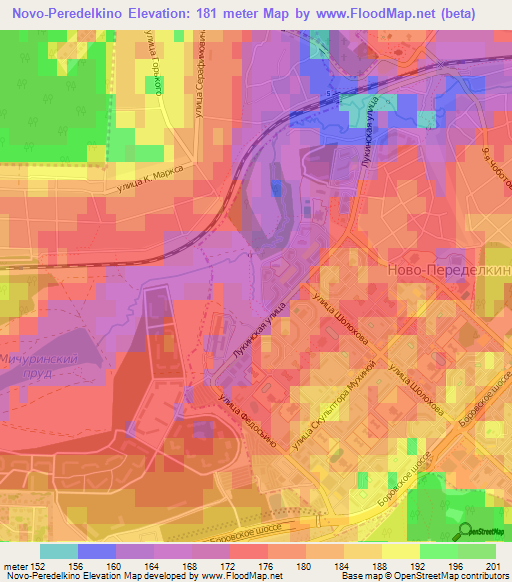 Novo-Peredelkino,Russia Elevation Map