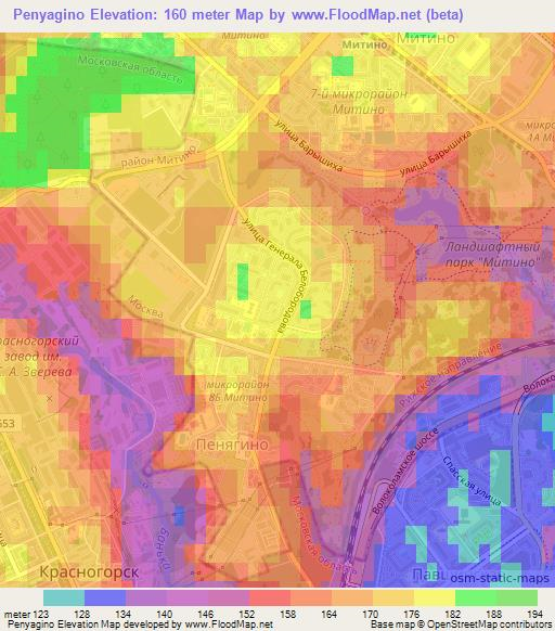 Penyagino,Russia Elevation Map