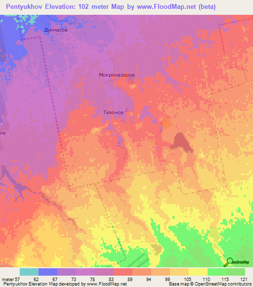 Pentyukhov,Russia Elevation Map