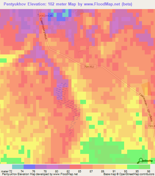 Pentyukhov,Russia Elevation Map