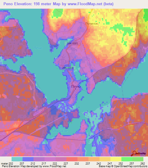 Peno,Russia Elevation Map