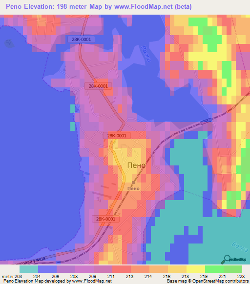 Peno,Russia Elevation Map