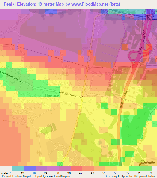 Peniki,Russia Elevation Map