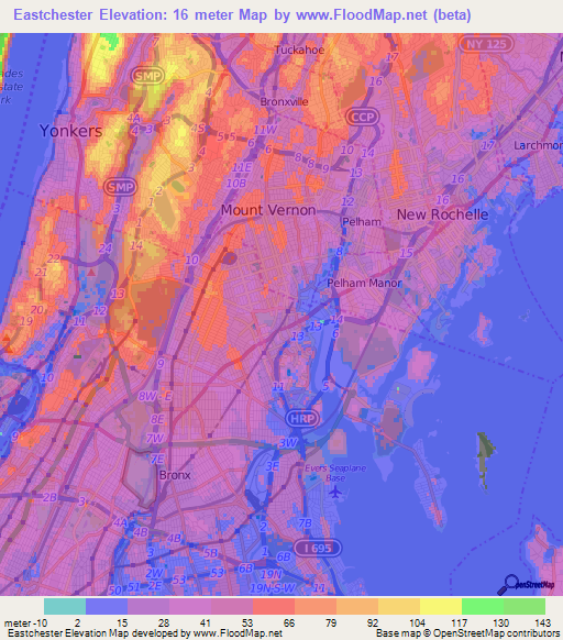 Elevation of Eastchester,US Elevation Map, Topography, Contour