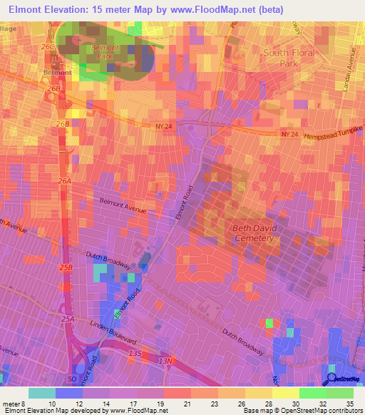 Elevation of Elmont,US Elevation Map, Topography, Contour