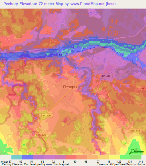 Pechory,Russia Elevation Map