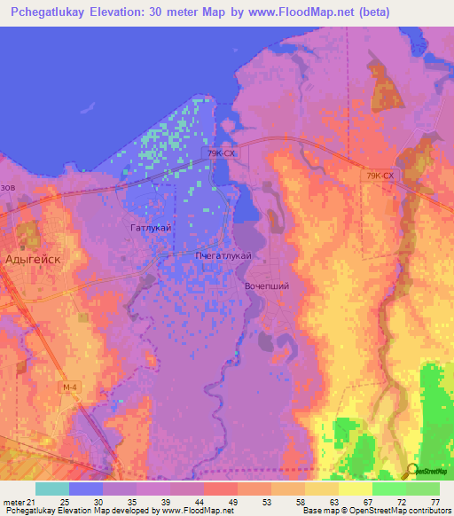 Pchegatlukay,Russia Elevation Map