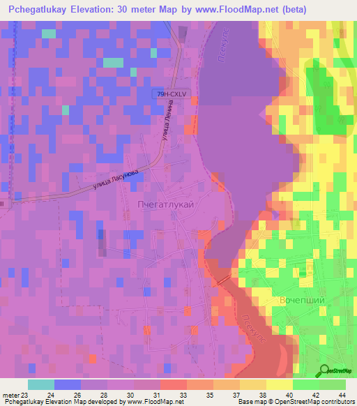 Pchegatlukay,Russia Elevation Map