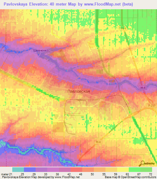 Pavlovskaya,Russia Elevation Map