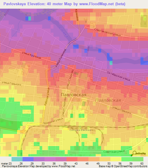 Pavlovskaya,Russia Elevation Map