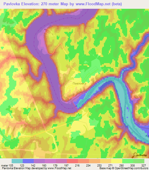 Pavlovka,Russia Elevation Map