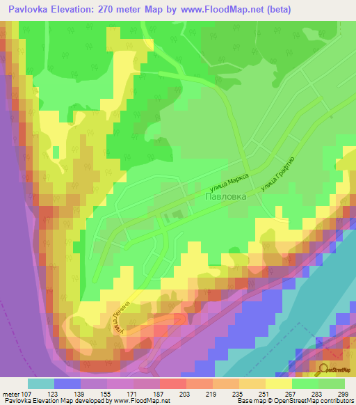 Pavlovka,Russia Elevation Map