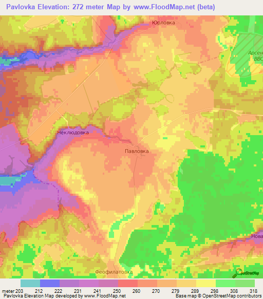 Pavlovka,Russia Elevation Map