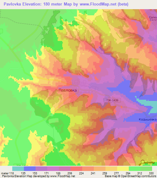 Pavlovka,Russia Elevation Map