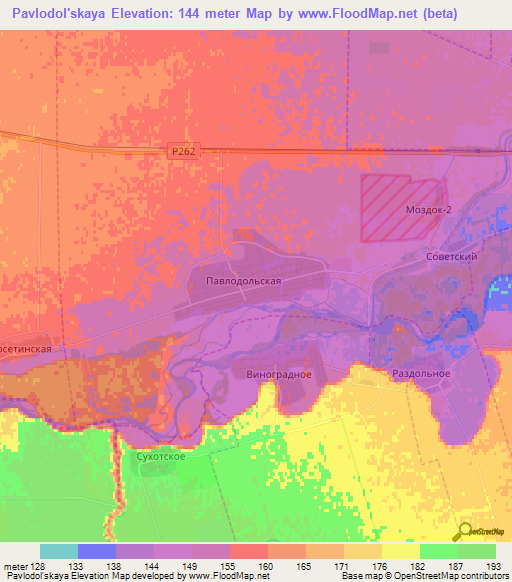 Pavlodol'skaya,Russia Elevation Map