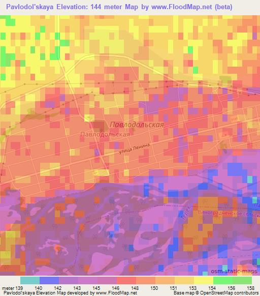 Pavlodol'skaya,Russia Elevation Map