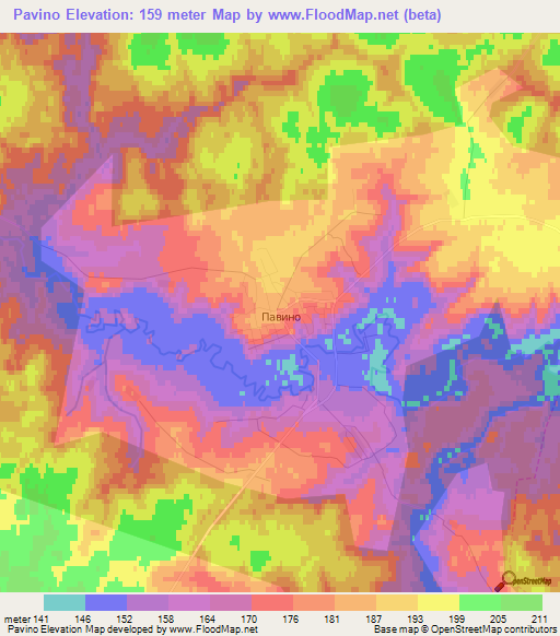 Pavino,Russia Elevation Map