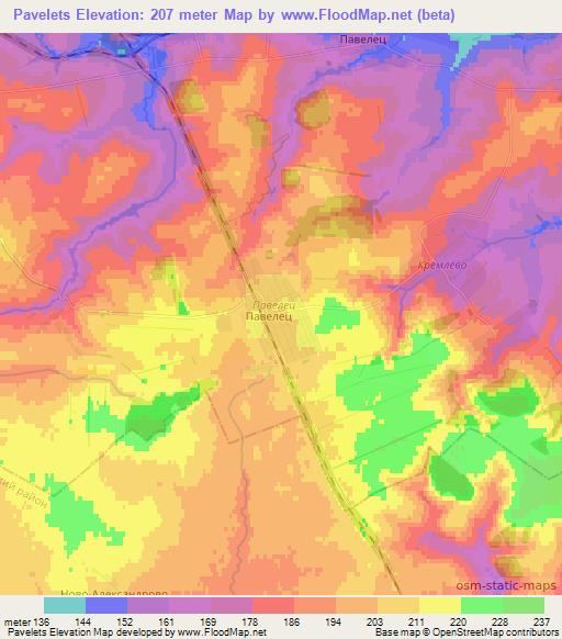 Pavelets,Russia Elevation Map