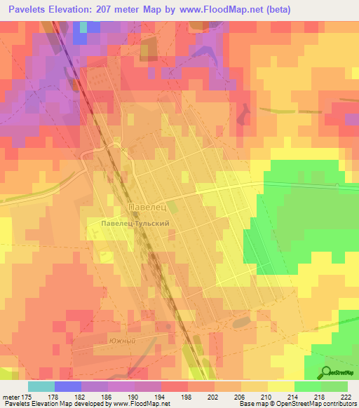 Pavelets,Russia Elevation Map