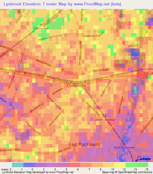 Lynbrook,US Elevation Map