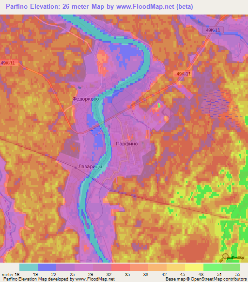 Parfino,Russia Elevation Map