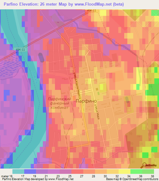 Parfino,Russia Elevation Map