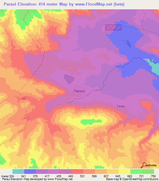 Paraul,Russia Elevation Map