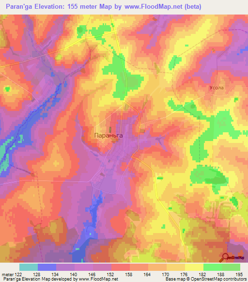 Paran'ga,Russia Elevation Map