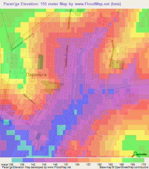 Paran'ga,Russia Elevation Map