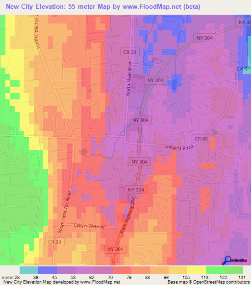 New City,US Elevation Map