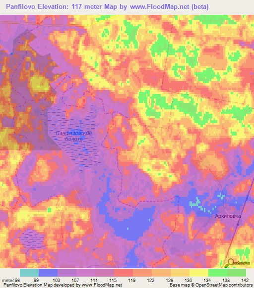 Panfilovo,Russia Elevation Map