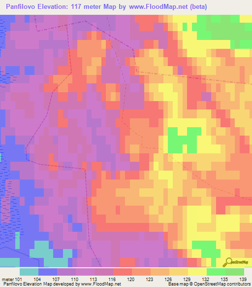 Panfilovo,Russia Elevation Map