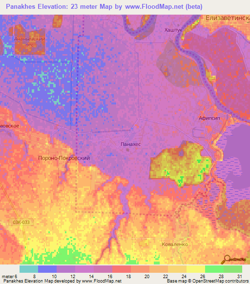 Panakhes,Russia Elevation Map