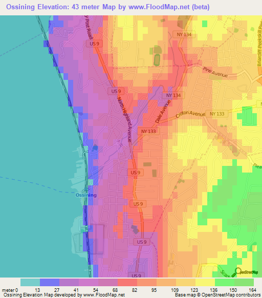 Elevation of Ossining,US Elevation Map, Topography, Contour