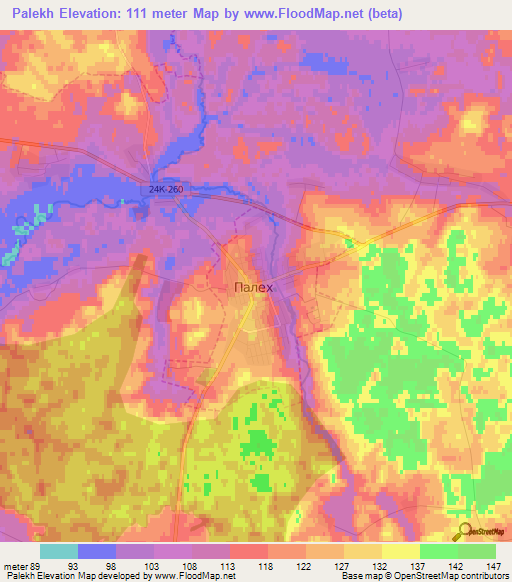 Palekh,Russia Elevation Map