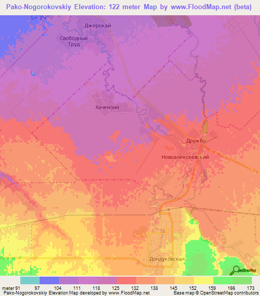 Pako-Nogorokovskiy,Russia Elevation Map