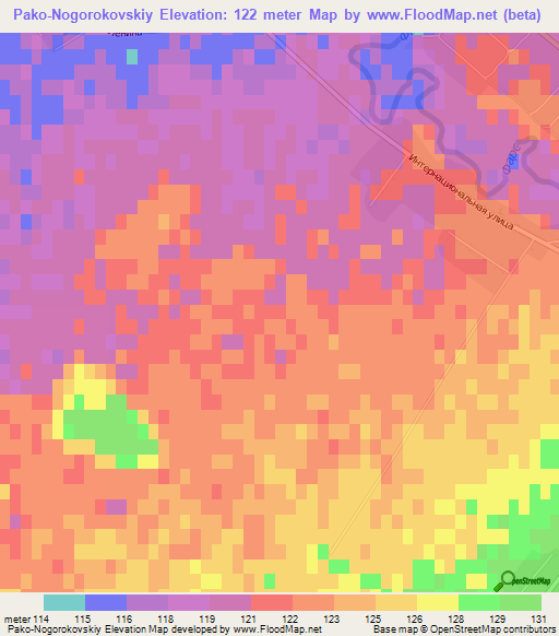 Pako-Nogorokovskiy,Russia Elevation Map